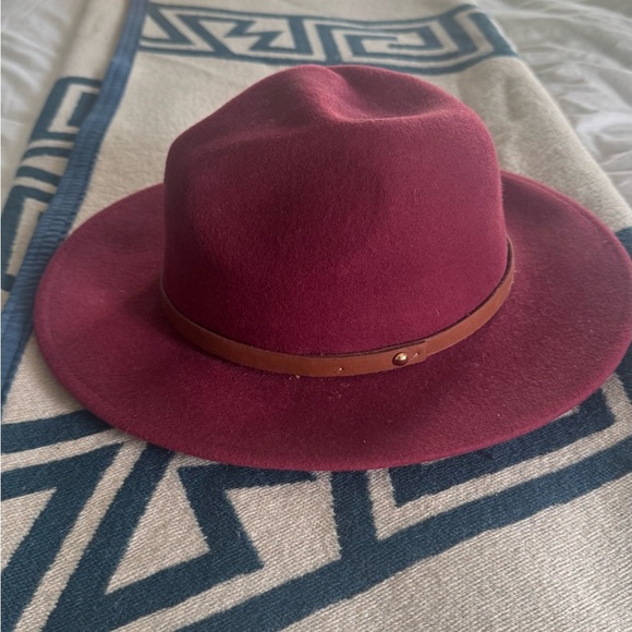 Free People Burgundy Hat with Tan Band - Picture 3 of 6
